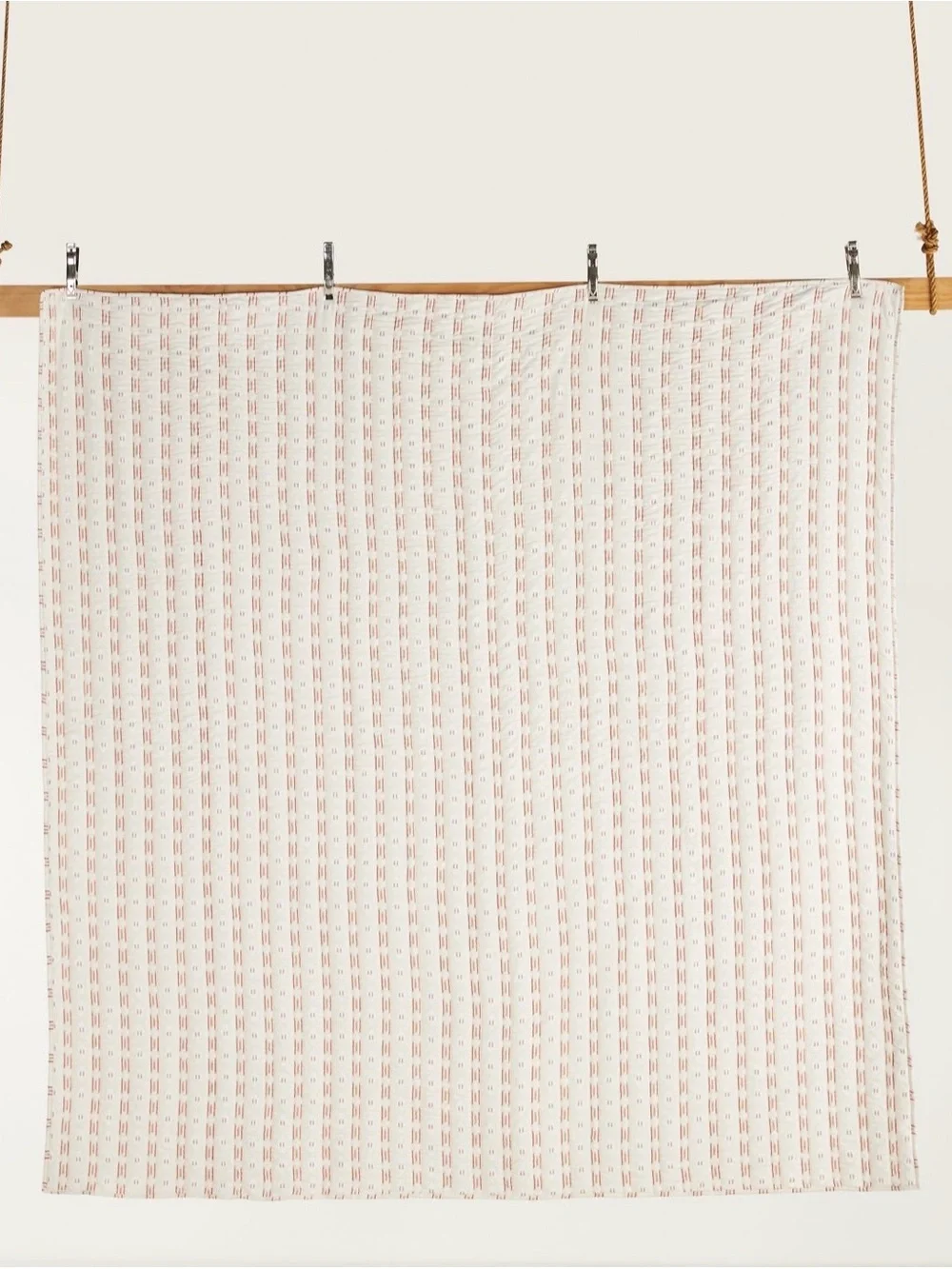 Anthropologie Nera Yarn Dye Jacquard Striped Quilt Size King NWT